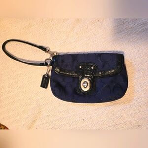 Elegant Navy Blue Coach Wristlet